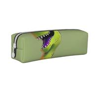 JKSEEPYN Cartoon Dinosaur Printed Leather Pencil Case for Students Girls Boys - Simple Stationery Organizer Makeup Pouch for School Office Travel