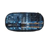 JKSEEPYN Chicago Reflected Printed Pencil Case & Travel Makeup Bag - Zipper Pencil Pen Pouch Funny Pencil Bag for School Office