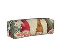 JKSEEPYN Christmas Gnomes Printed Leather Zipper Pencil Case,Printed Minimalist Ultra-Thin Design School Pencil Bag Cosmetic Pouch