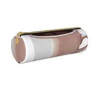 JKSEEPYN Coffee Cup and Coffee Beans Printed Leather Pencil Case for Students Girls Boys - Round Stationery Organizer Makeup Pouch for School Office Travel