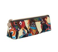 JKSEEPYN Colorful Cartoon Horse Printed Pencil Case for Students Girls Boys - Triangle PVC Leather Stationery Organizer Makeup Pouch for School Office Travel