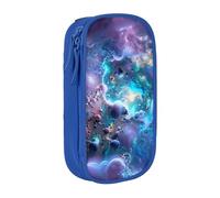 JKSEEPYN Colorful Graphics Universe Space Printed Double-Layer Pencil Case, Blue Large Capacity Cute Pen Pencil Pouch for School, Office, Travel, or Makeup Organizer