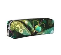 JKSEEPYN Cute Dragonfly Printed Leather Pencil Case for Students Girls Boys - Simple Stationery Organizer Makeup Pouch for School Office Travel