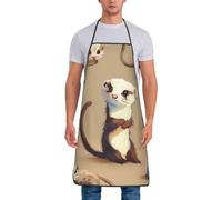 JKSEEPYN Cute Hairy Ferret Prints Cooking Apron for Men Women Waterproof Apron for Kitchen Cooking Baking Gardening Restaurant BBQ Coffee House