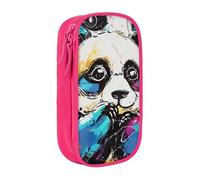 JKSEEPYN Cute Panda Printed Double-Layer Pencil Case, Pink Large Capacity Cute Pen Pencil Pouch for School, Office, Travel, or Makeup Organizer