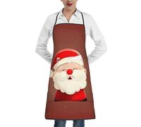 JKSEEPYN Cute Santa Claus Prints Kitchen Bib Aprons for Women Men, Home Kitchen Adjustable Chef Bakers Waterproof Cooking BBQ Apron with Pockets