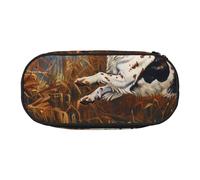 JKSEEPYN Dog Catching Pheasant Printed Pencil Case & Travel Makeup Bag - Zipper Pencil Pen Pouch Funny Pencil Bag for School Office