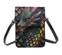 JKSEEPYN Dragon Scale Print Crossbody Phone Bag Mobile Phone Wallet, Leather Magnetic Closure Shoulder Bag Cellphone Purse for Men Women Girls