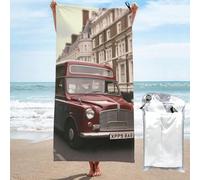 JKSEEPYN England Car Printed Microfiber Beach Towel 80x160 CM Quick-Dry Bath Towels with PVC Bag for Bathroom Travel Swimming Gym Camping