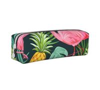JKSEEPYN Flamingo Printed Leather Pencil Case for Students Girls Boys - Simple Stationery Organizer Makeup Pouch for School Office Travel
