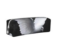 JKSEEPYN Flying Dove Printed Leather Pencil Case for Students Girls Boys - Simple Stationery Organizer Makeup Pouch for School Office Travel