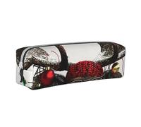 JKSEEPYN Funny Christmas Moose Printed Leather Pencil Case for Students Girls Boys - Simple Stationery Organizer Makeup Pouch for School Office Travel