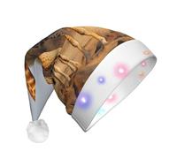 JKSEEPYN Giraffes Family Printed Adult Plush Christmas Hat LED Light Up Santa Hat for Xmas New Year Party