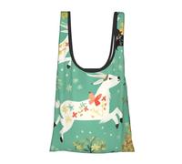 JKSEEPYN Goat Frolic Printed Foldable Shopping Bags Reusable Water Resistant Shoulder Grocery Tote Bags Daily Utility bag 1PCS