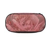 JKSEEPYN Gold Stripe Rose Printed Pencil Case & Travel Makeup Bag - Zipper Pencil Pen Pouch Funny Pencil Bag for School Office