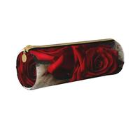 JKSEEPYN Gothic Rose 1 Printed Leather Pencil Case for Students Girls Boys - Round Stationery Organizer Makeup Pouch for School Office Travel