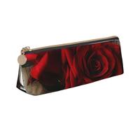 JKSEEPYN Gothic Rose 1 Printed Pencil Case for Students Girls Boys - Triangle PVC Leather Stationery Organizer Makeup Pouch for School Office Travel
