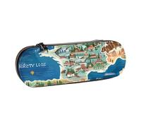 JKSEEPYN Greece Map Printed Hard Shell Leather Pencil Case & Makeup Bag, Stylish Organizer for School, Office, and Travel