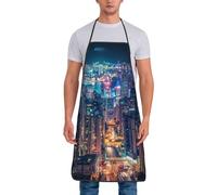 JKSEEPYN Hong Kong Prints Cooking Apron for Men Women Waterproof Apron for Kitchen Cooking Baking Gardening Restaurant BBQ Coffee House
