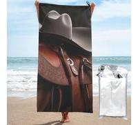 JKSEEPYN Horse Saddle with a Cowboy Hat Wild Printed Microfiber Beach Towel 70x140 CM Quick-Dry Bath Towels with PVC Bag for Bathroom Travel Swimming Gym Camping