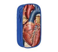 JKSEEPYN Human Anatomy Heart Chart Printed Double-Layer Pencil Case, Blue Large Capacity Cute Pen Pencil Pouch for School, Office, Travel, or Makeup Organizer