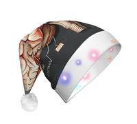 JKSEEPYN Human Brain Printed Adult Plush Christmas Hat LED Light Up Santa Hat for Xmas New Year Party