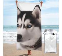 JKSEEPYN Husky Dog Printed Microfiber Beach Towel 70x140 CM Quick-Dry Bath Towels with PVC Bag for Bathroom Travel Swimming Gym Camping
