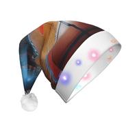 JKSEEPYN indoor basketball Printed Adult Plush Christmas Hat LED Light Up Santa Hat for Xmas New Year Party