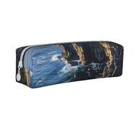 JKSEEPYN Ireland Outdoors County Clare The Cliffs Printed Leather Pencil Case for Students Girls Boys - Simple Stationery Organizer Makeup Pouch for School Office Travel