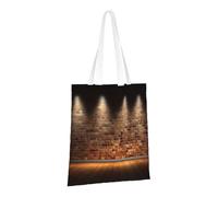 JKSEEPYN Lights hit the brick wall Printed Reusable Canvas Tote Bag Shopping Bags Washable Shoulder Grocery Tote Bags Daily Utility bag