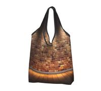 JKSEEPYN Lights hit the brick wall Printed Shopping Bags Foldable Reusable Washable Shoulder Grocery Tote Bags Daily Utility bag, 1 PCS