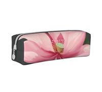 JKSEEPYN Lotus Flower 1 Printed Leather Pencil Case for Students Girls Boys - Simple Stationery Organizer Makeup Pouch for School Office Travel