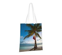JKSEEPYN merry christmas palm tree Printed Reusable Canvas Tote Bag Shopping Bags Washable Shoulder Grocery Tote Bags Daily Utility bag