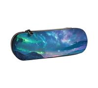JKSEEPYN Northern Lights Printed Hard Shell Leather Pencil Case & Makeup Bag, Stylish Organizer for School, Office, and Travel