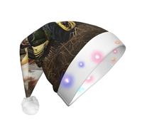 JKSEEPYN Old Tractor Photo Farm Printed Adult Plush Christmas Hat LED Light Up Santa Hat for Xmas New Year Party