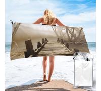 JKSEEPYN Old Wooden bridge Printed Microfiber Beach Towel 140x70 CM Quick-Dry Bath Towels with PVC Bag for Bathroom Travel Swimming Gym Camping