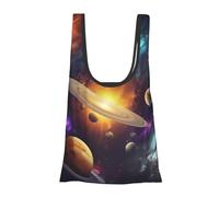 JKSEEPYN Outer Space Printed Foldable Shopping Bags Reusable Water Resistant Shoulder Grocery Tote Bags Daily Utility bag 1PCS