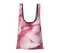 JKSEEPYN Pink Flower Petals Printed Foldable Shopping Bags Reusable Water Resistant Shoulder Grocery Tote Bags Daily Utility bag 1PCS