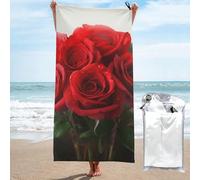 JKSEEPYN Red Rose prin Printed Microfiber Beach Towel 80x160 CM Quick-Dry Bath Towels with PVC Bag for Bathroom Travel Swimming Gym Camping