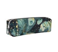 JKSEEPYN Sea Animals Calf Printed Leather Pencil Case for Students Girls Boys - Simple Stationery Organizer Makeup Pouch for School Office Travel