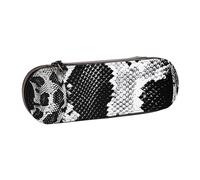 JKSEEPYN Snake Skin Black and White Printed Hard Shell Leather Pencil Case & Makeup Bag, Stylish Organizer for School, Office, and Travel