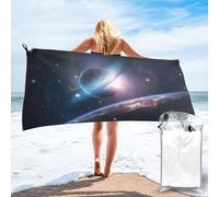 JKSEEPYN Space Planet Printed Microfiber Beach Towel 140x70 CM Quick-Dry Bath Towels with PVC Bag for Bathroom Travel Swimming Gym Camping