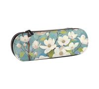 JKSEEPYN Spring Dogwood Blossoms Printed Hard Shell Leather Pencil Case & Makeup Bag, Stylish Organizer for School, Office, and Travel