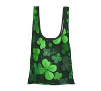 JKSEEPYN St Patricks Day Leaves Printed Foldable Shopping Bags Reusable Water Resistant Shoulder Grocery Tote Bags Daily Utility bag 1PCS