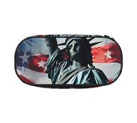 JKSEEPYN Statue of Liberty Flag Printed Pencil Case & Travel Makeup Bag - Zipper Pencil Pen Pouch Funny Pencil Bag for School Office