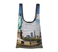 JKSEEPYN Statue of Liberty in NYC Printed Foldable Shopping Bags Reusable Water Resistant Shoulder Grocery Tote Bags Daily Utility bag 1PCS