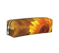 JKSEEPYN Sunny Sunflower Butterfly Printed Leather Pencil Case for Students Girls Boys - Simple Stationery Organizer Makeup Pouch for School Office Travel