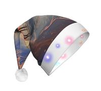 JKSEEPYN sunset at the beach bridge Printed Adult Plush Christmas Hat LED Light Up Santa Hat for Xmas New Year Party