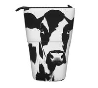 JKSEEPYN Telescopic Pencil Case Pen Bag, Black and White Cow Pattern Prints Cute Pencil Organizer, Portable Pencil Bag for School Office Travel