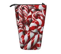 JKSEEPYN Telescopic Pencil Case Pen Bag, Candy Canes Prints Cute Pencil Organizer, Portable Pencil Bag for School Office Travel